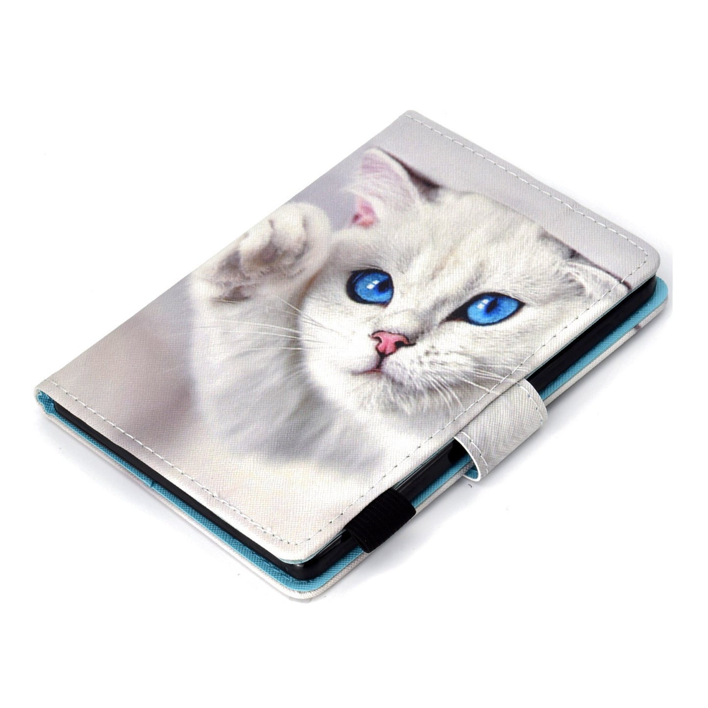 Anti-scratch Tablet Case for Amazon Kindle Paperwhite 5 (2021), Adjustable Stand Stitching Pattern Printing PU Leather Card Holder Protective Tablet Cover