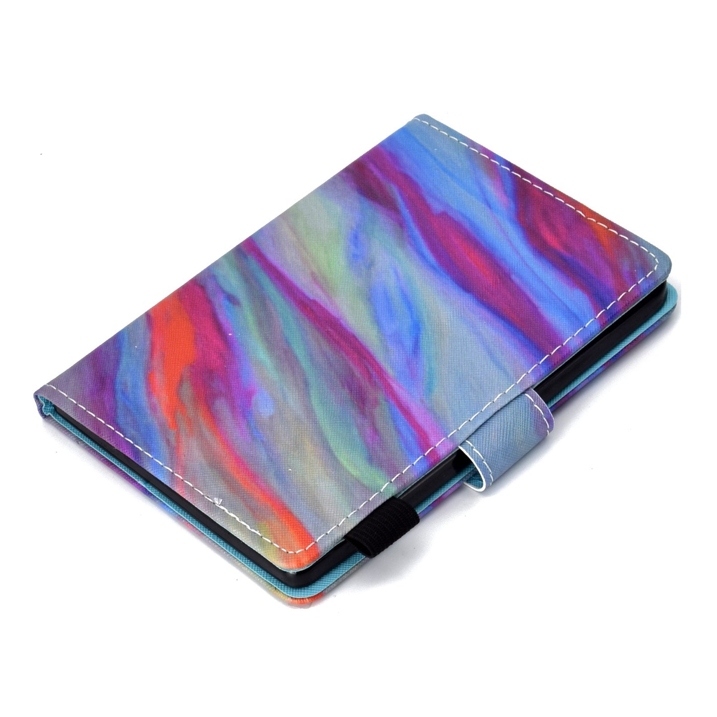 Anti-scratch Tablet Case for Amazon Kindle Paperwhite 5 (2021), Adjustable Stand Stitching Pattern Printing PU Leather Card Holder Protective Tablet Cover