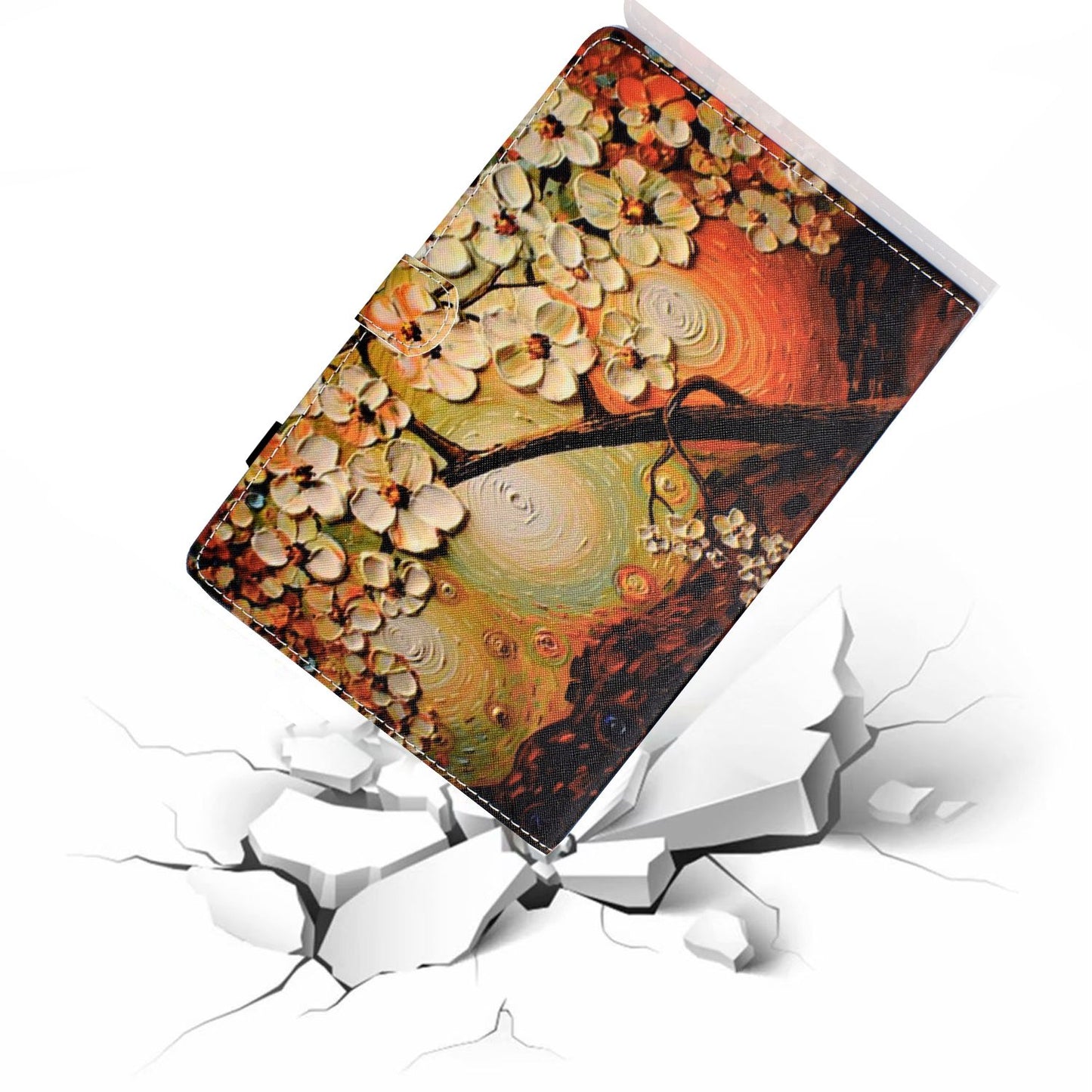 Anti-scratch Tablet Case for Amazon Kindle Paperwhite 5 (2021), Adjustable Stand Stitching Pattern Printing PU Leather Card Holder Protective Tablet Cover