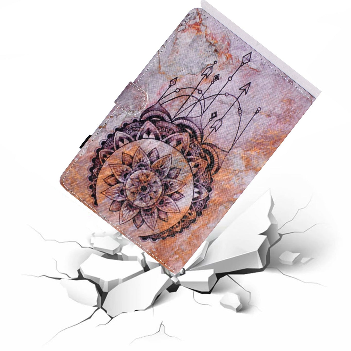 Anti-scratch Tablet Case for Amazon Kindle Paperwhite 5 (2021), Adjustable Stand Stitching Pattern Printing PU Leather Card Holder Protective Tablet Cover