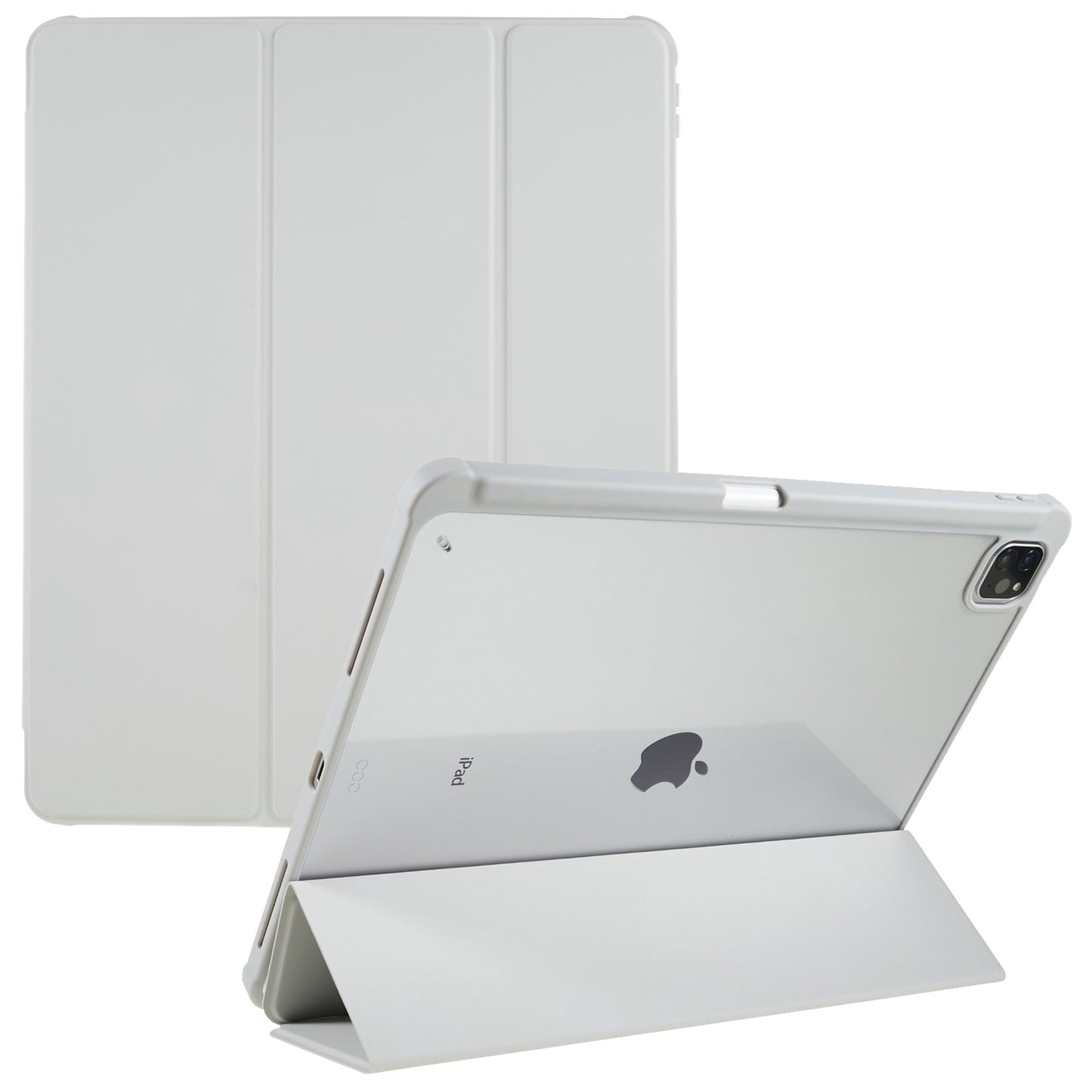 For iPad Pro 12.9 (2018) / (2020) / (2021) / (2022) Anti-Drop Tri-fold Stand Case PU Leather + TPU + Acrylic Tablet Slim Case Shockproof Cover