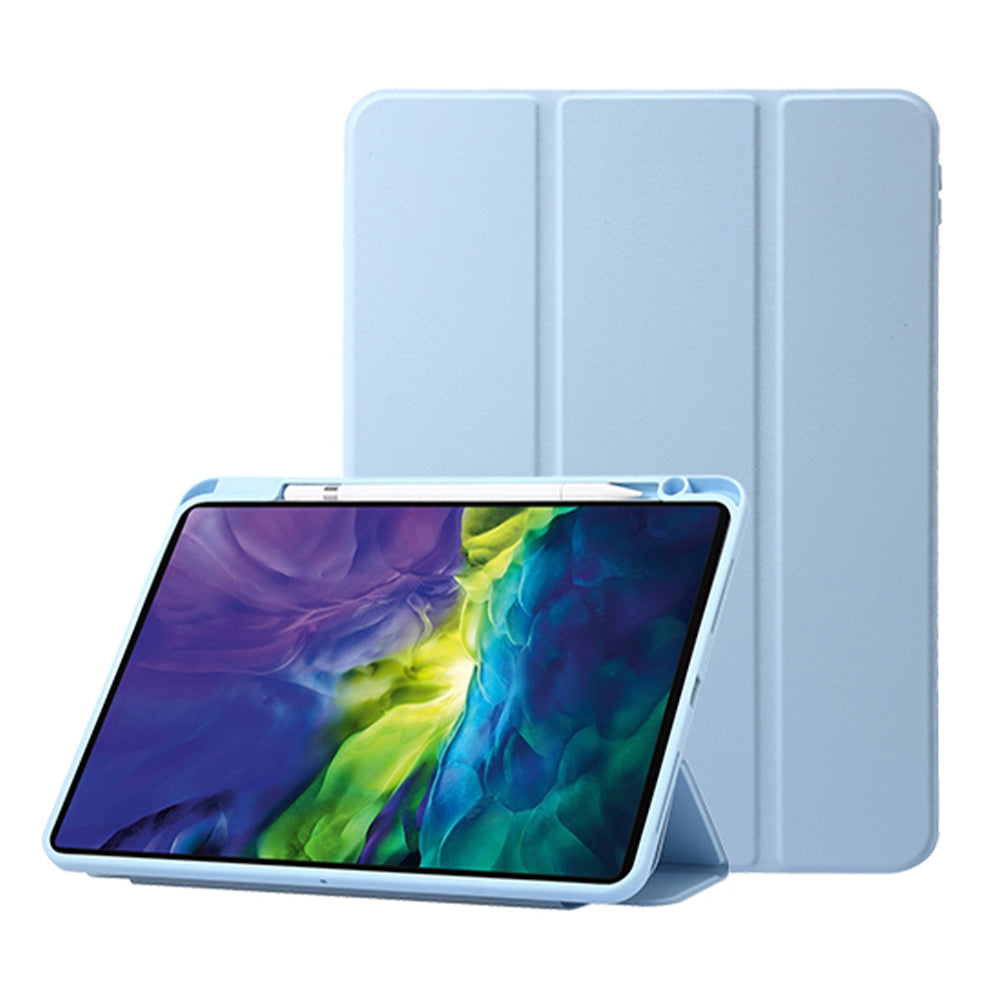 For iPad Pro 12.9 (2020) / (2021) / (2022) Tri-fold Stand Auto Wake / Sleep Tablet Case PU Leather + TPU + Acrylic Rotary Cover