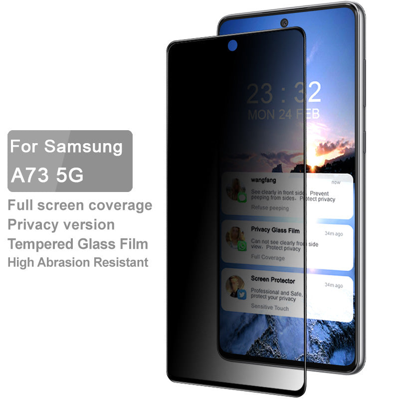 IMAK Screen Protector For Samsung Galaxy A73 5G / A72 5G / 4G Anti-spy Tempered Glass Anti-scratch Full Glue Full Covering Film