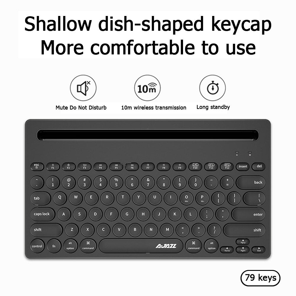 AJAZZ 320i 79 Keys Keyboard Wireless Bluetooth+2.4G Dual Mode Gaming Keyboard for MAC Laptop Notebook
