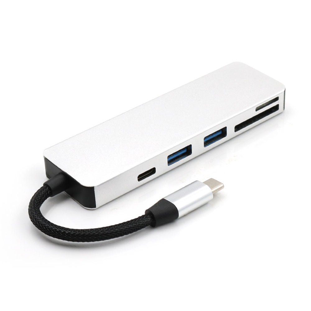 T-551 5 in 1 Type C Multiport Hub Adapter with PD Charging Port USB 3.0 SD/Micro SD Card Reader