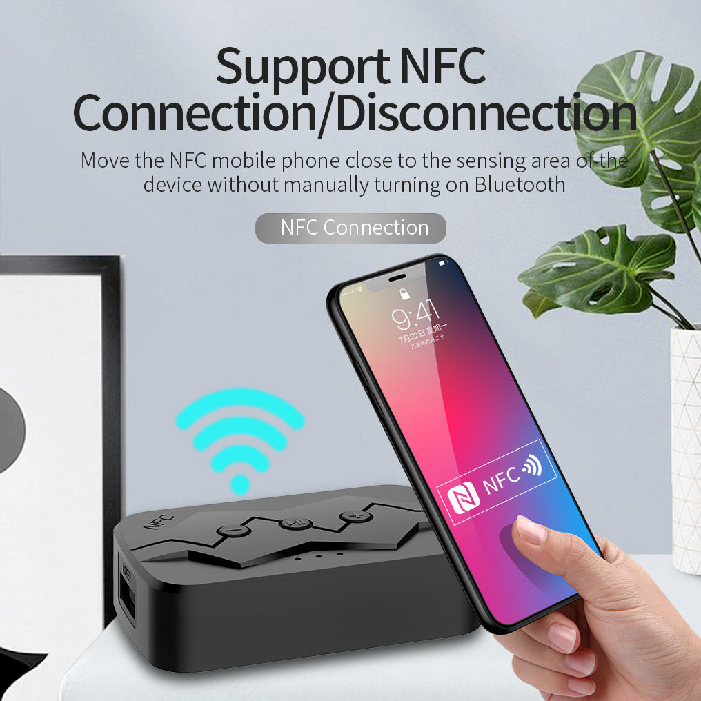 M23 NFC 2-in-1 Bluetooth 5.0 Receiver Transmitter RCA AUX Audio Adapter Support U-disk TF Card
