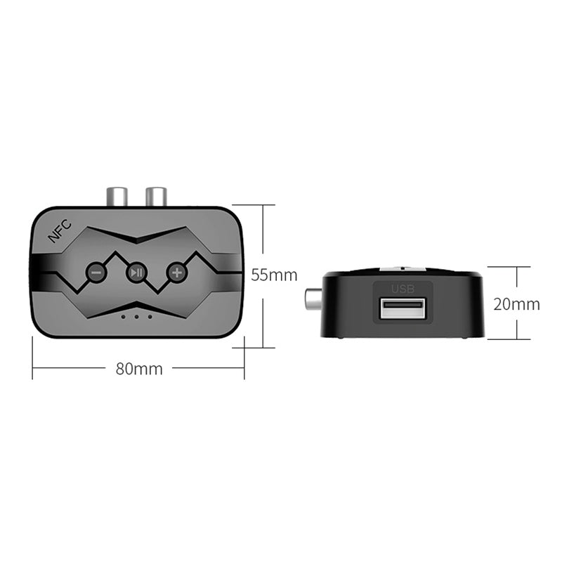 M23 NFC 2-in-1 Bluetooth 5.0 Receiver Transmitter RCA AUX Audio Adapter Support U-disk TF Card