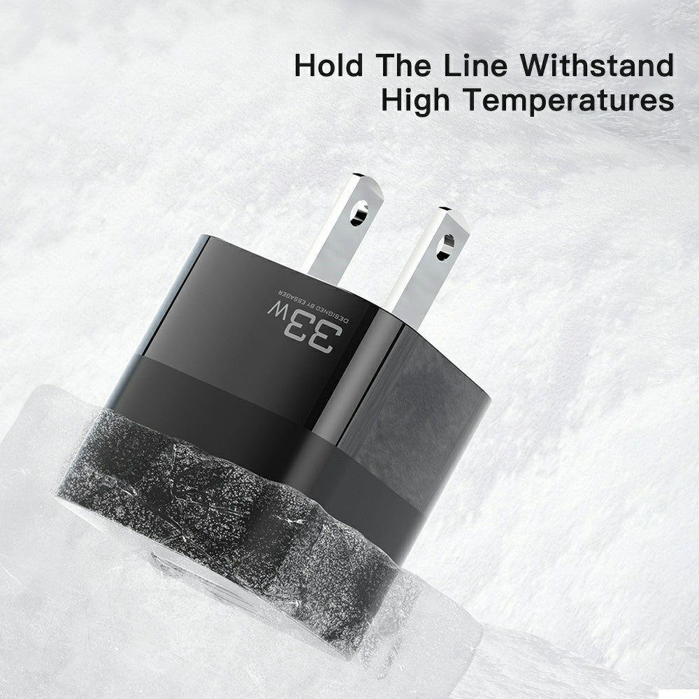 ESSAGER 33W GaN Wall Charger Portable Charger Block with USB-A+Type-C Dual Ports Mobile Phone Fast Charging Adapter