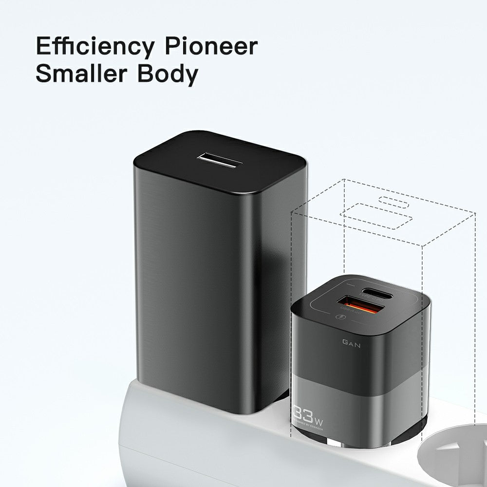ESSAGER 33W GaN Wall Charger Portable Charger Block with USB-A+Type-C Dual Ports Mobile Phone Fast Charging Adapter