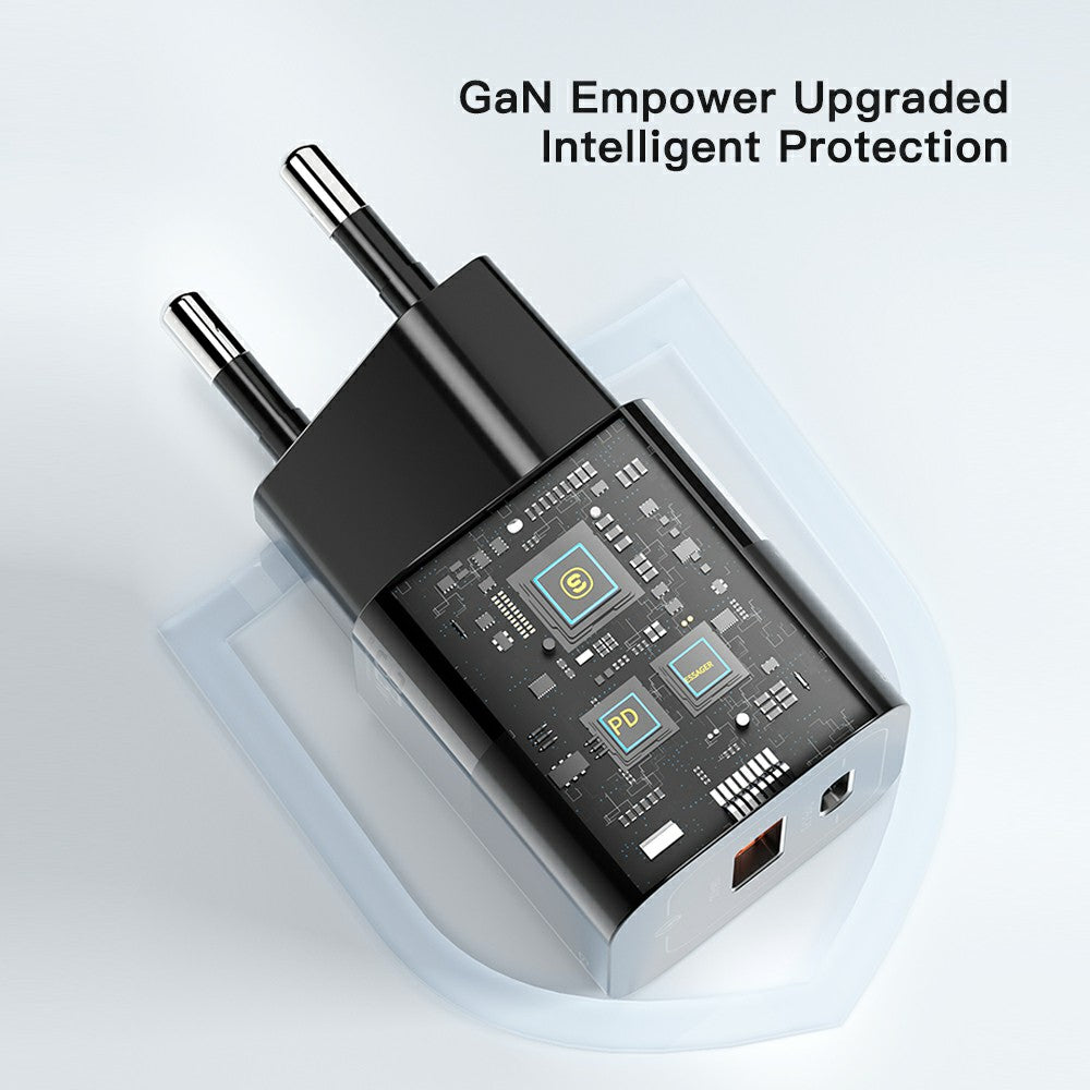 ESSAGER 33W GaN Wall Charger Portable Charger Block with USB-A+Type-C Dual Ports Mobile Phone Fast Charging Adapter