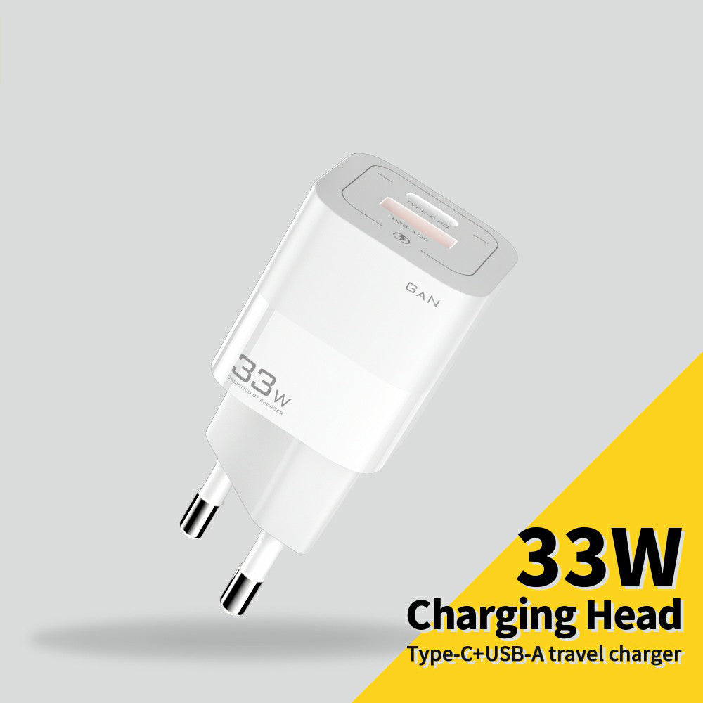 ESSAGER 33W GaN Wall Charger Portable Charger Block with USB-A+Type-C Dual Ports Mobile Phone Fast Charging Adapter