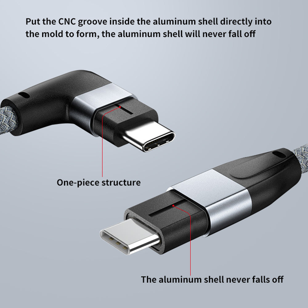 0.5m USB-C Male to USB-C Male Elbow 4K Video Transmission PD Fast Charging Cable Cord with E-mark