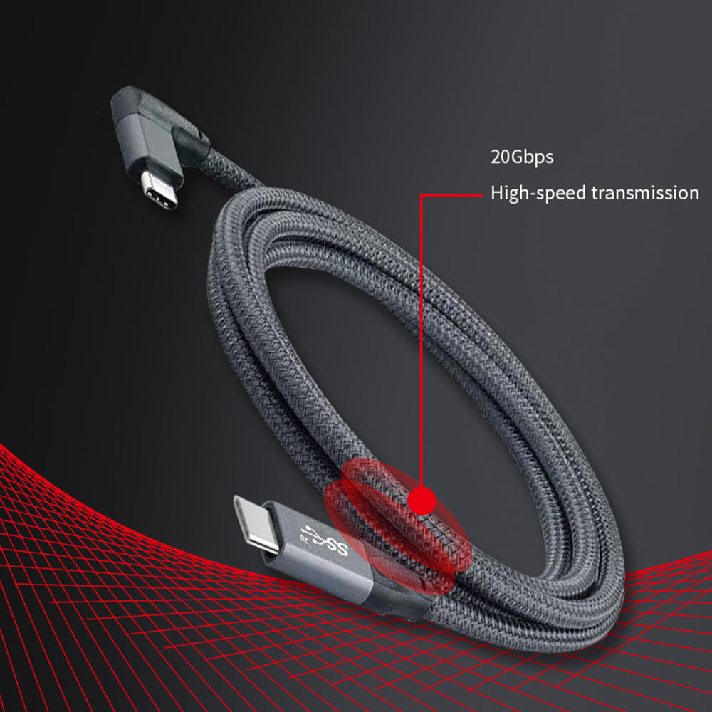 0.5m USB-C Male to USB-C Male Elbow 4K Video Transmission PD Fast Charging Cable Cord with E-mark