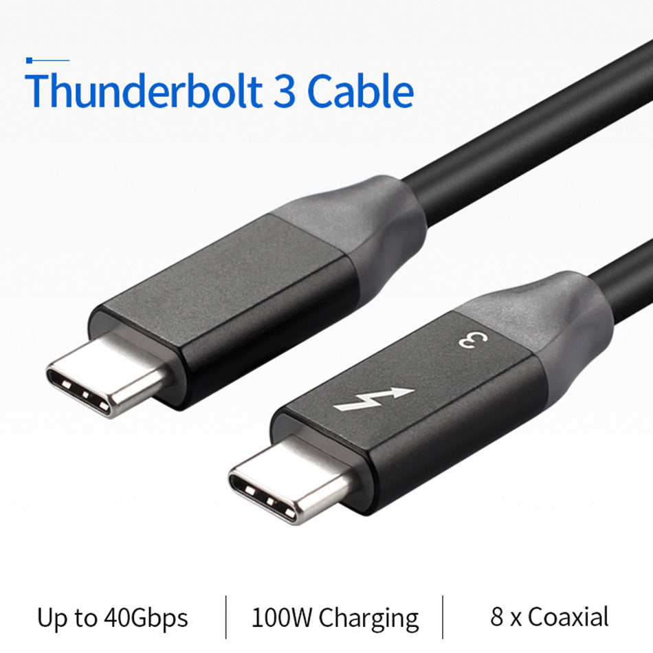 0.6m USB-C to USB-C PD 100W Fast Charging Cord USB3.1 Thunderbolt 3 40Gbps 4K Video Transmission Cable for MacBook Pro/iPad Pro