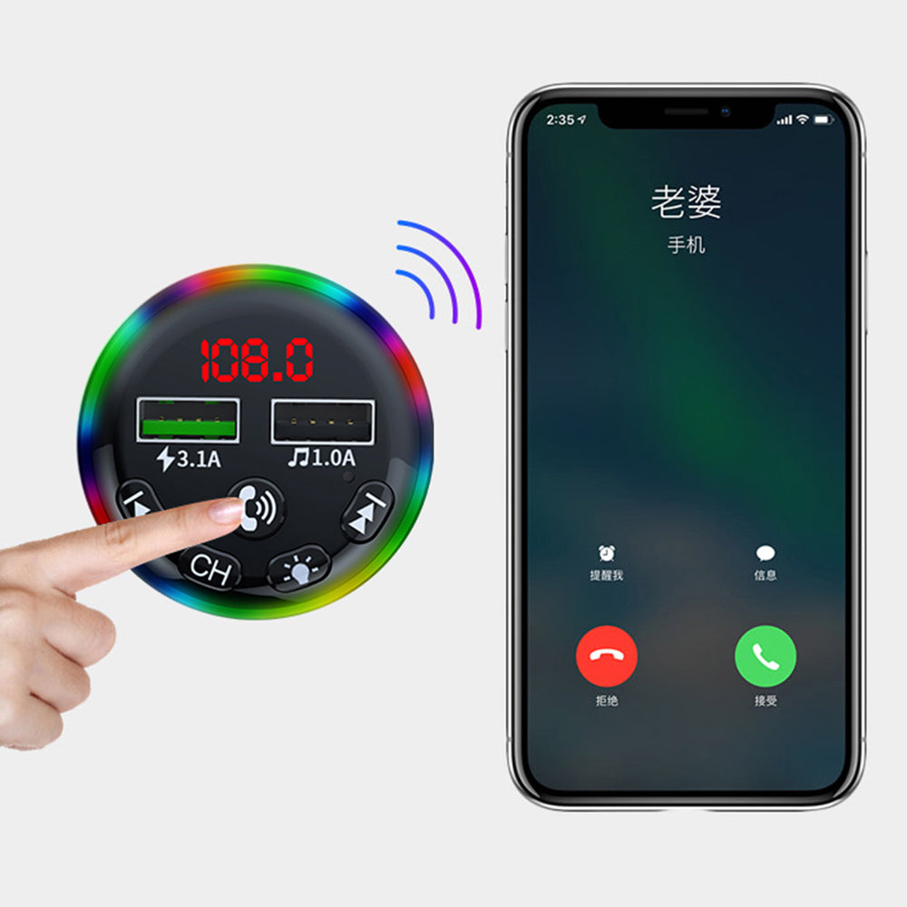 F13 Car Bluetooth 5.0 Receiver MP3 Player Adapter HiFi Sound Music Player Hands-free Call Function Car Charger for Phone Tablets and Other Devices