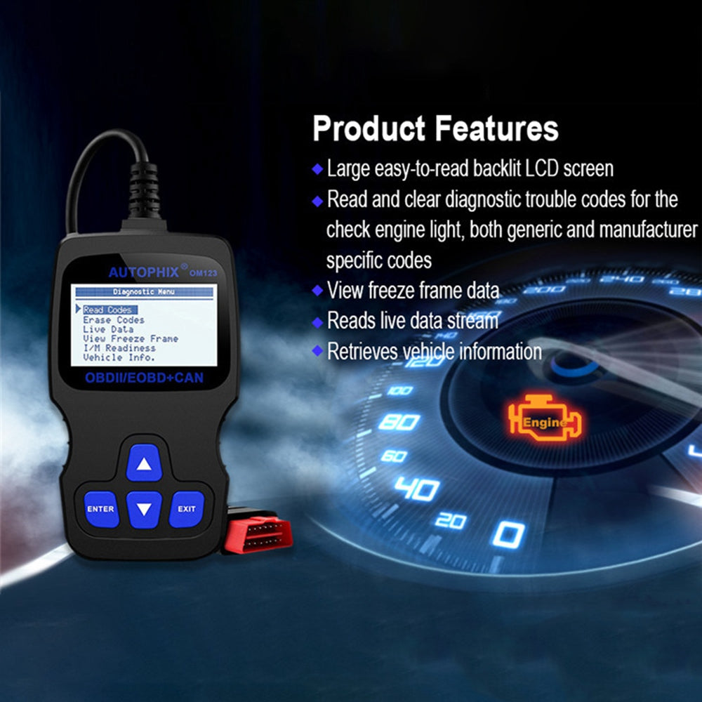 AUTOPHIX OM123 Portable OBD2 Scanner Car Diagnostic Tool Automotive Scanner EOBD Code Reader