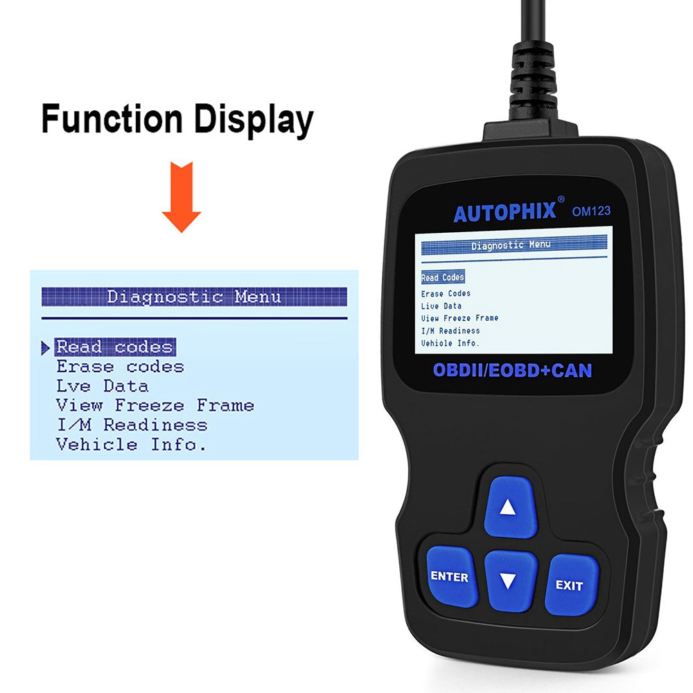 AUTOPHIX OM123 Portable OBD2 Scanner Car Diagnostic Tool Automotive Scanner EOBD Code Reader