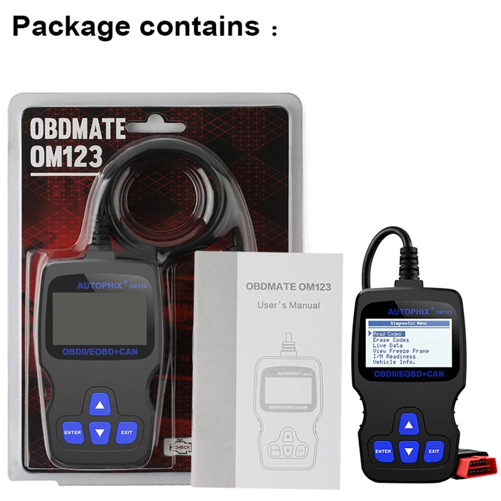 AUTOPHIX OM123 Portable OBD2 Scanner Car Diagnostic Tool Automotive Scanner EOBD Code Reader