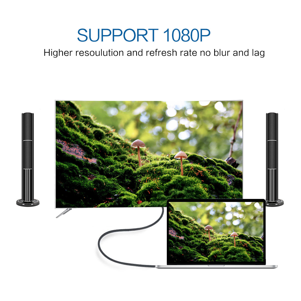 QGEEM UA18 1.8m USB-C to DVI Adapter Cable 4K Type-C to DVI(24+1) Male HD Video Conversion Cable