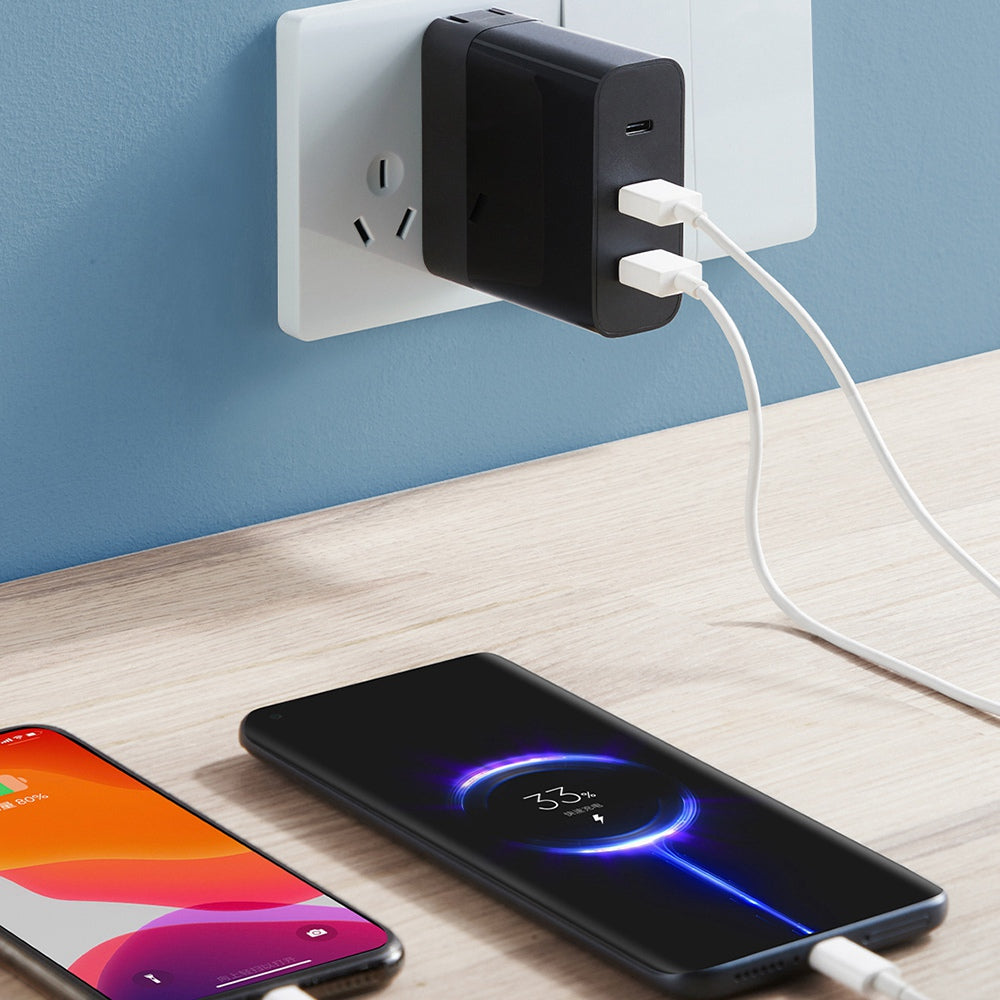 ZMI HA833 65W International Travel Charger 2USB+Type-C Multi-Port Wall Charger Adapter Block Quick Charging Box Brick with US Plug, EU Plug, UK Plug, AU Plug