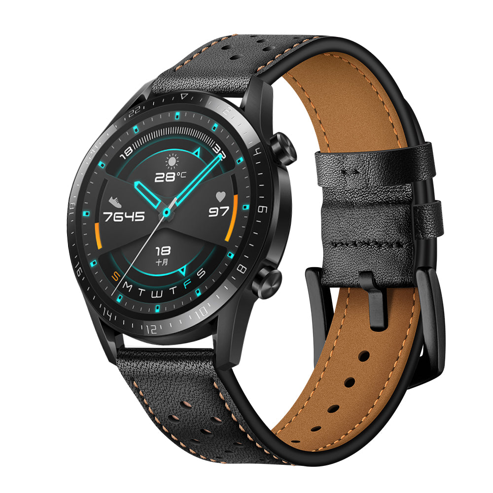 Holes Design Genuine Leather Strap Replacement Watch Band 22mm for Huawei Watch GT 2 46mm