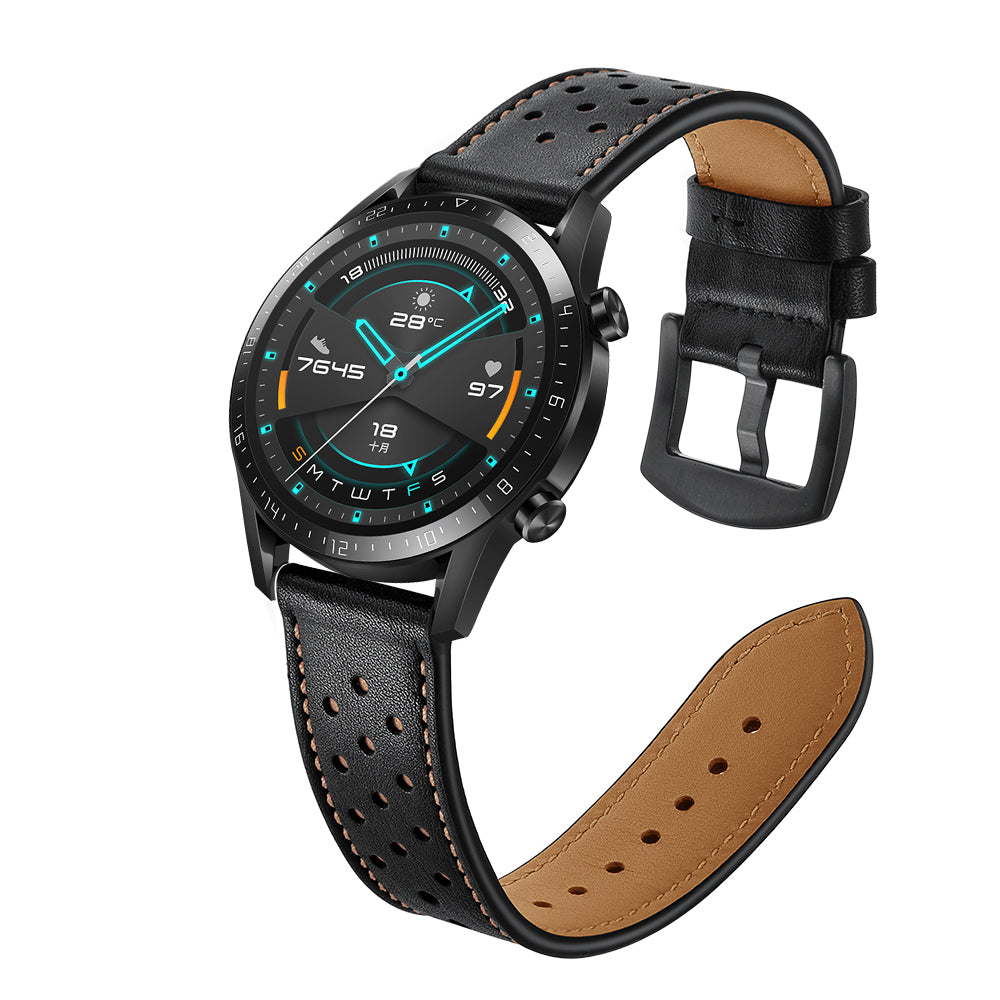 Holes Design Genuine Leather Strap Replacement Watch Band 22mm for Huawei Watch GT 2 46mm