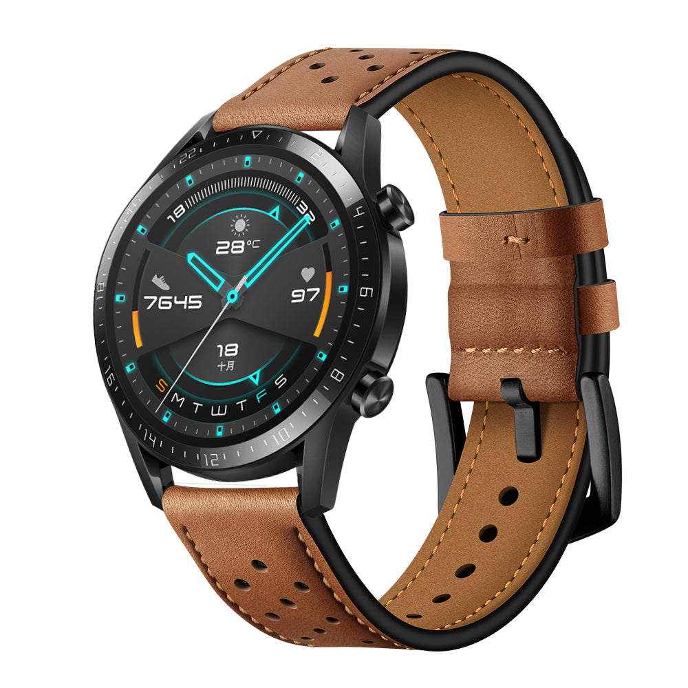 Holes Design Genuine Leather Strap Replacement Watch Band 22mm for Huawei Watch GT 2 46mm