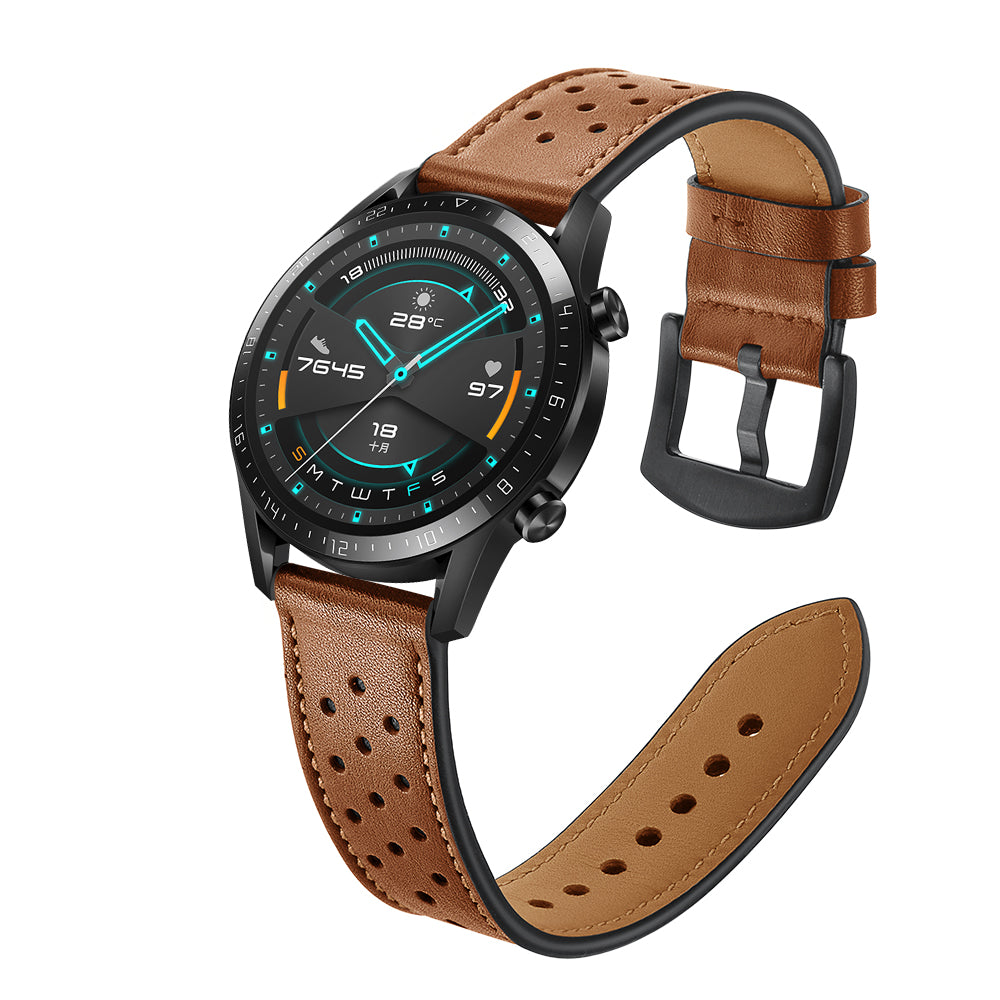 Holes Design Genuine Leather Strap Replacement Watch Band 22mm for Huawei Watch GT 2 46mm