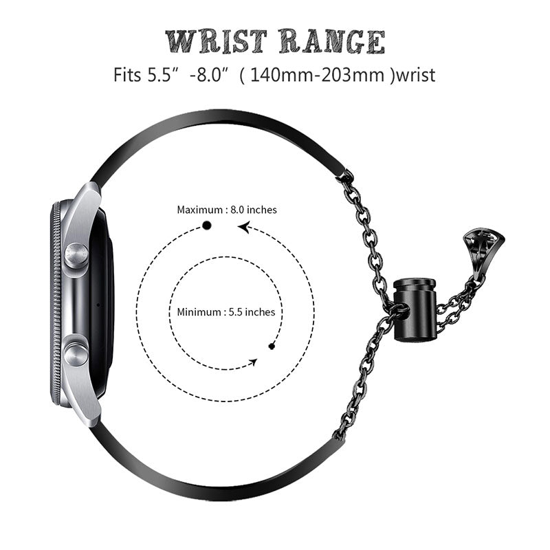 Hollow Out Crown Shaped Rhinestone Watch Band Stainless Steel Adjustable Slide Bracelet Wristband Strap for Samsung Gear S3 Classic/S3 Frontier