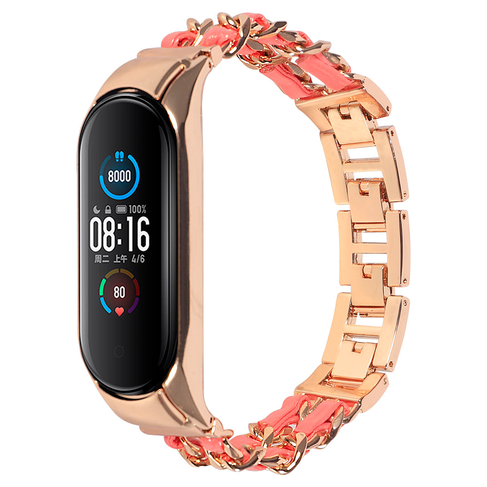 For Xiaomi Mi Band 5/Mi Band 6 Stainless Steel Chain Splicing Watchband Watch Strap