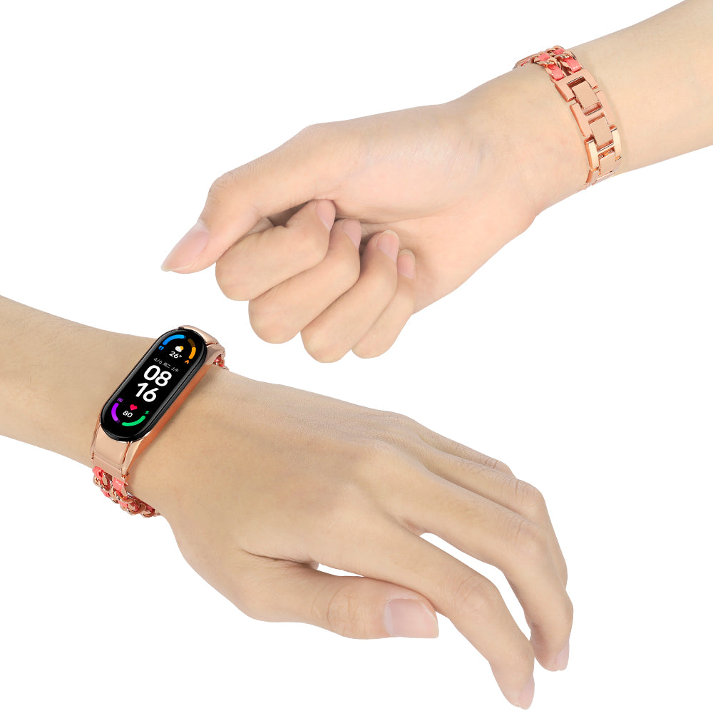 For Xiaomi Mi Band 5/Mi Band 6 Stainless Steel Chain Splicing Watchband Watch Strap