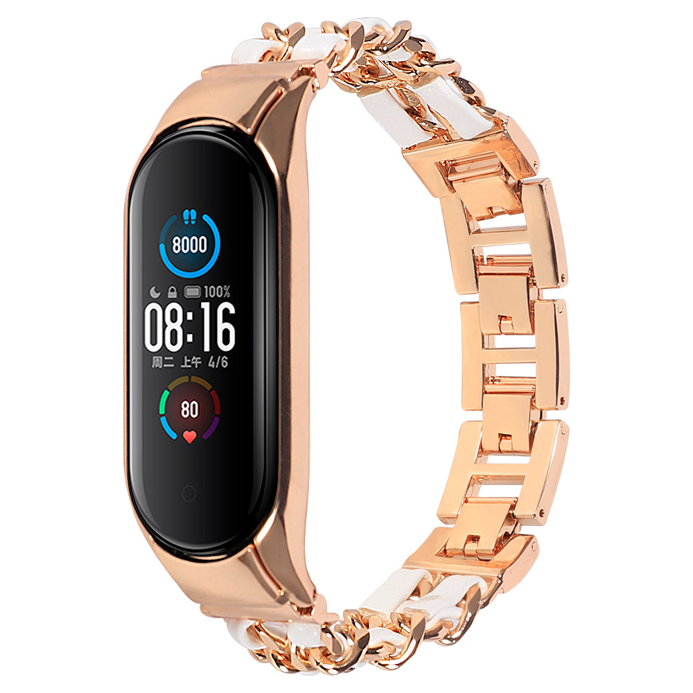 For Xiaomi Mi Band 5/Mi Band 6 Stainless Steel Chain Splicing Watchband Watch Strap