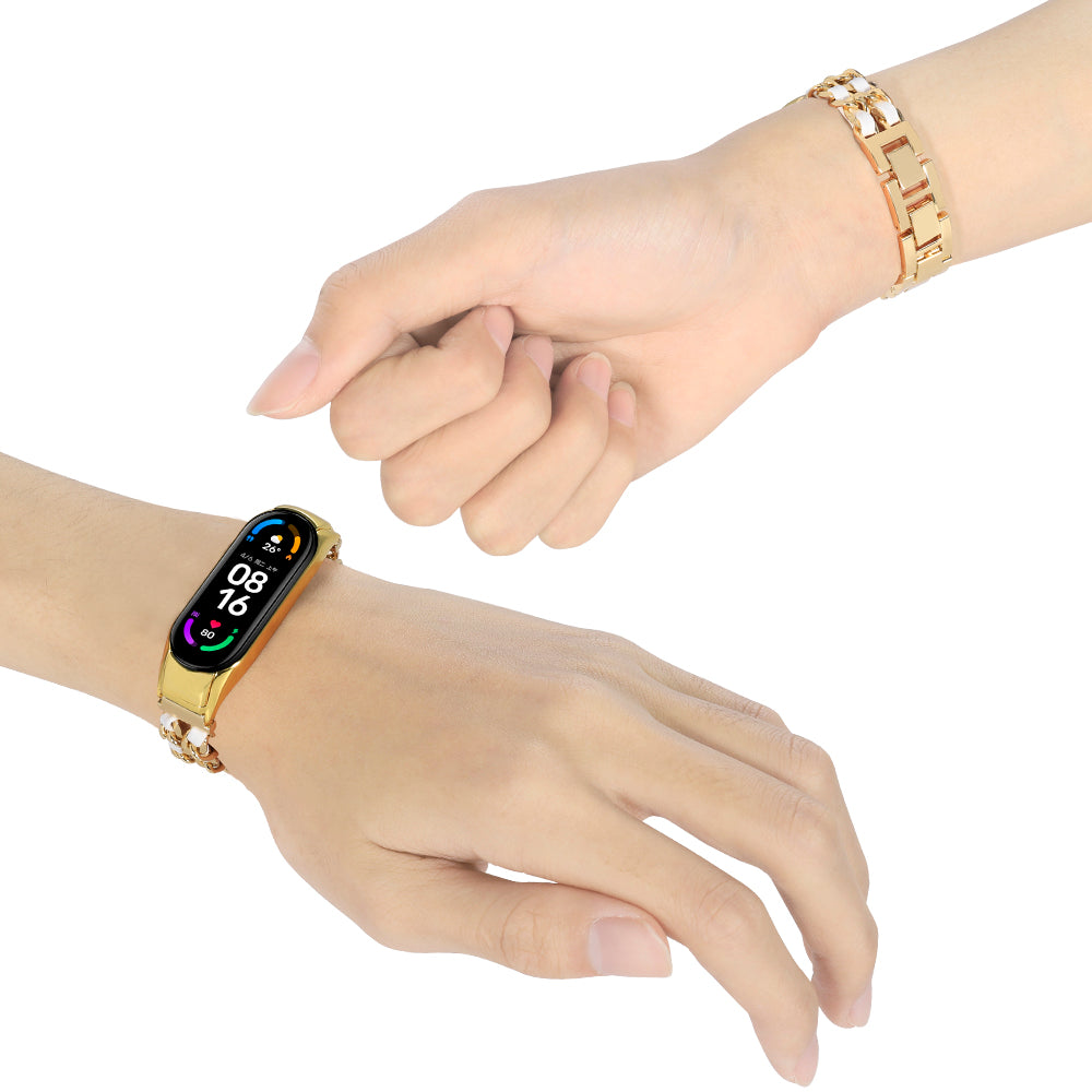 For Xiaomi Mi Band 5/Mi Band 6 Stainless Steel Chain Splicing Watchband Watch Strap