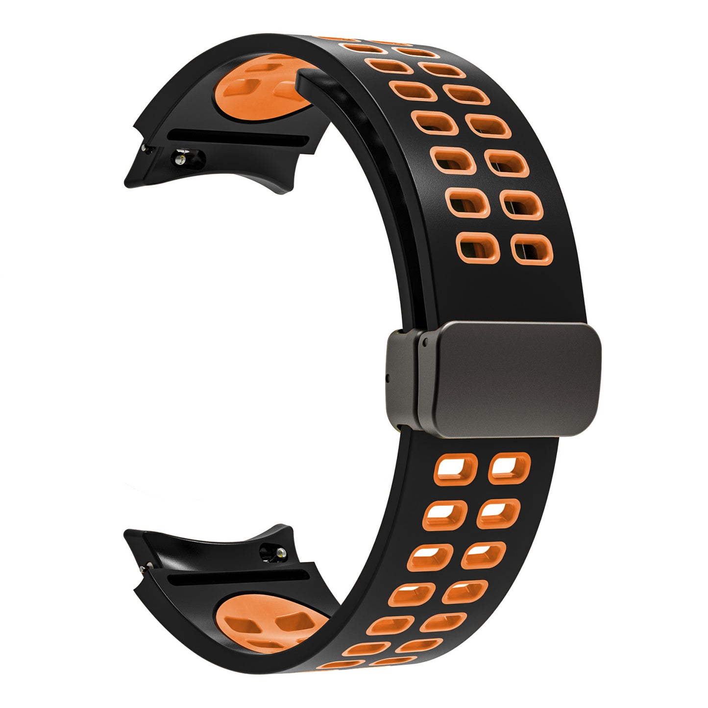 For Samsung Galaxy Watch 4 40mm / 44mm / Watch 4 Classic 42mm / 46mm / Watch 5 40mm / 44mm / Watch 5 Pro 45mm Quick Release Silicone Watch Band Folding Buckle Dual Color Sport Strap