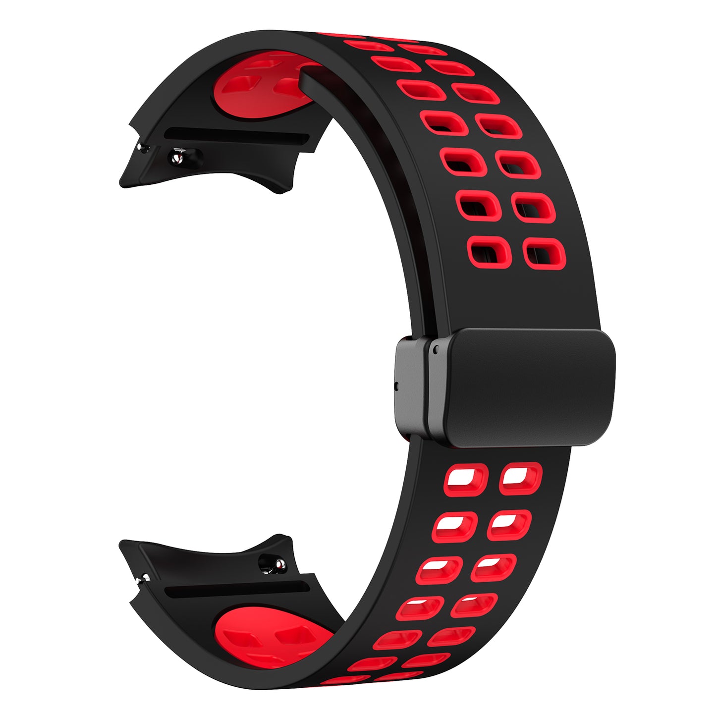 For Samsung Galaxy Watch 4 40mm / 44mm / Watch 4 Classic 42mm / 46mm / Watch 5 40mm / 44mm / Watch 5 Pro 45mm Quick Release Silicone Watch Band Folding Buckle Dual Color Sport Strap
