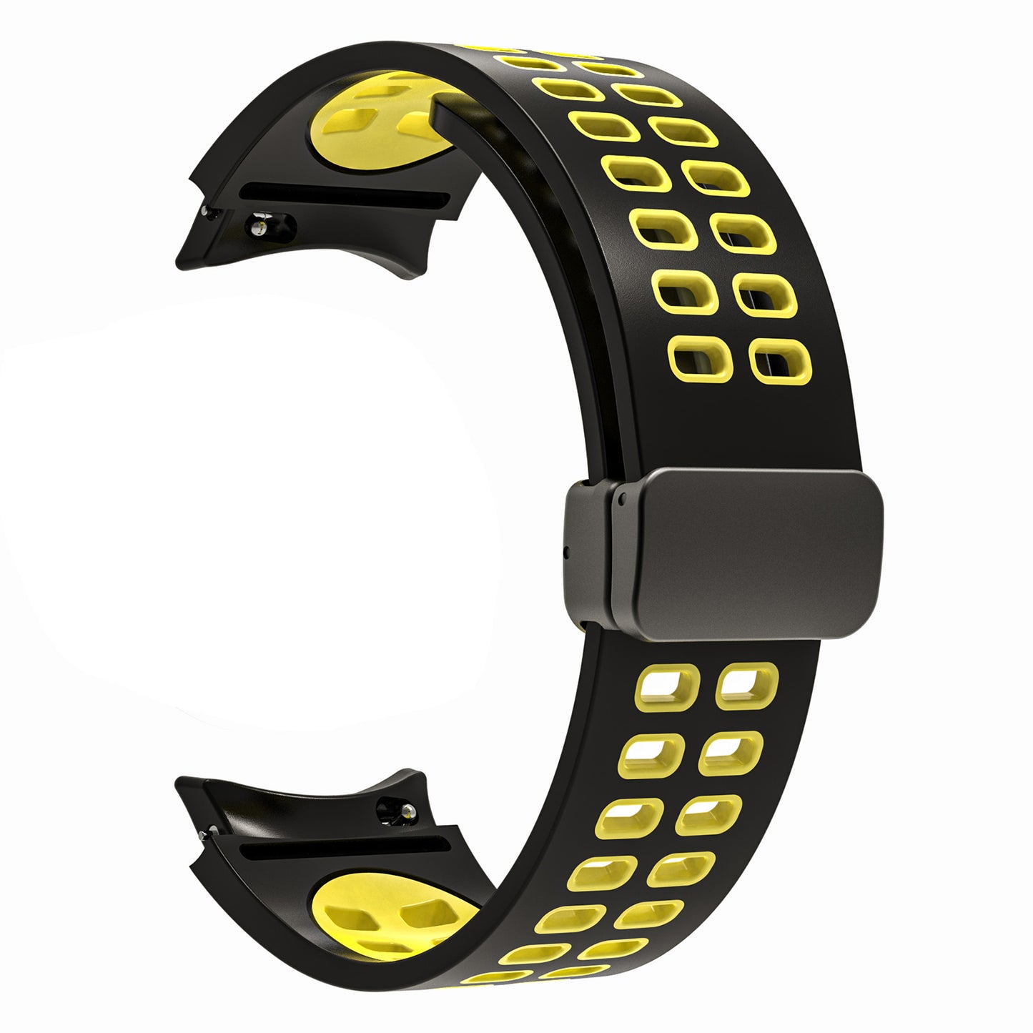 For Samsung Galaxy Watch 4 40mm / 44mm / Watch 4 Classic 42mm / 46mm / Watch 5 40mm / 44mm / Watch 5 Pro 45mm Quick Release Silicone Watch Band Folding Buckle Dual Color Sport Strap