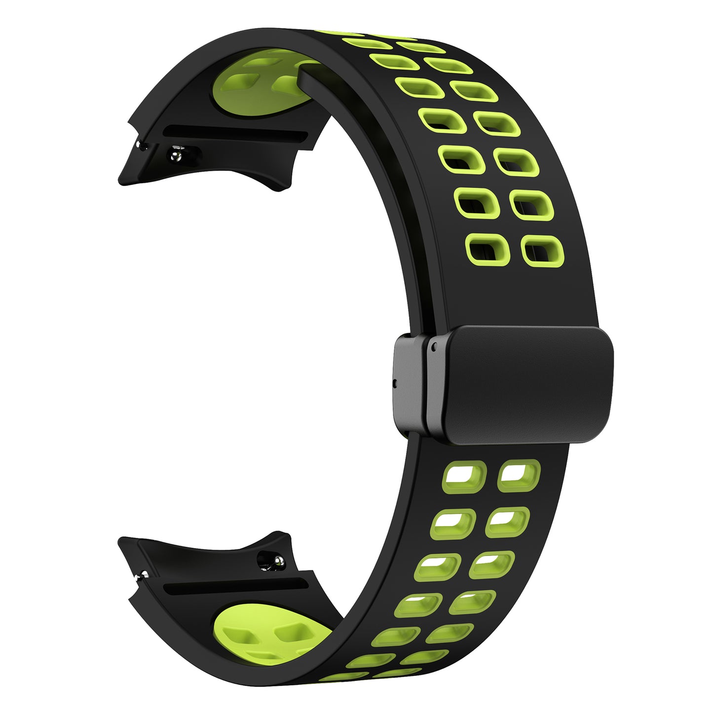For Samsung Galaxy Watch 4 40mm / 44mm / Watch 4 Classic 42mm / 46mm / Watch 5 40mm / 44mm / Watch 5 Pro 45mm Quick Release Silicone Watch Band Folding Buckle Dual Color Sport Strap