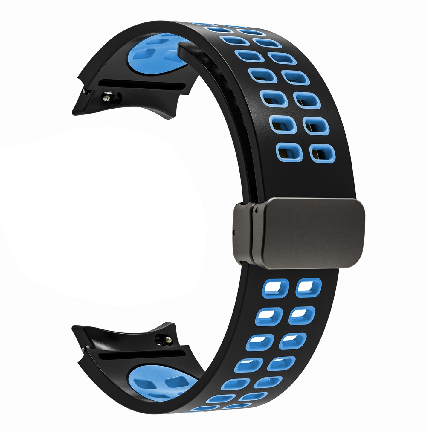 For Samsung Galaxy Watch 4 40mm / 44mm / Watch 4 Classic 42mm / 46mm / Watch 5 40mm / 44mm / Watch 5 Pro 45mm Quick Release Silicone Watch Band Folding Buckle Dual Color Sport Strap