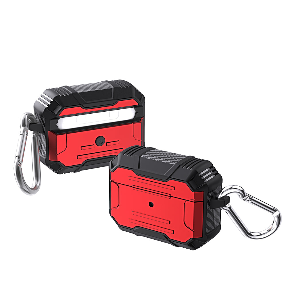 Hard PC + Soft TPU Full Protective Skin Shell Earbud Case with Keychain for Apple AirPods Pro