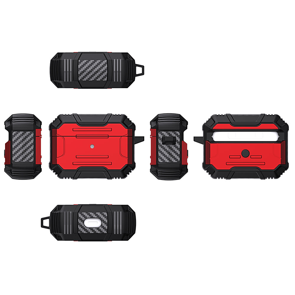 Hard PC + Soft TPU Full Protective Skin Shell Earbud Case with Keychain for Apple AirPods Pro