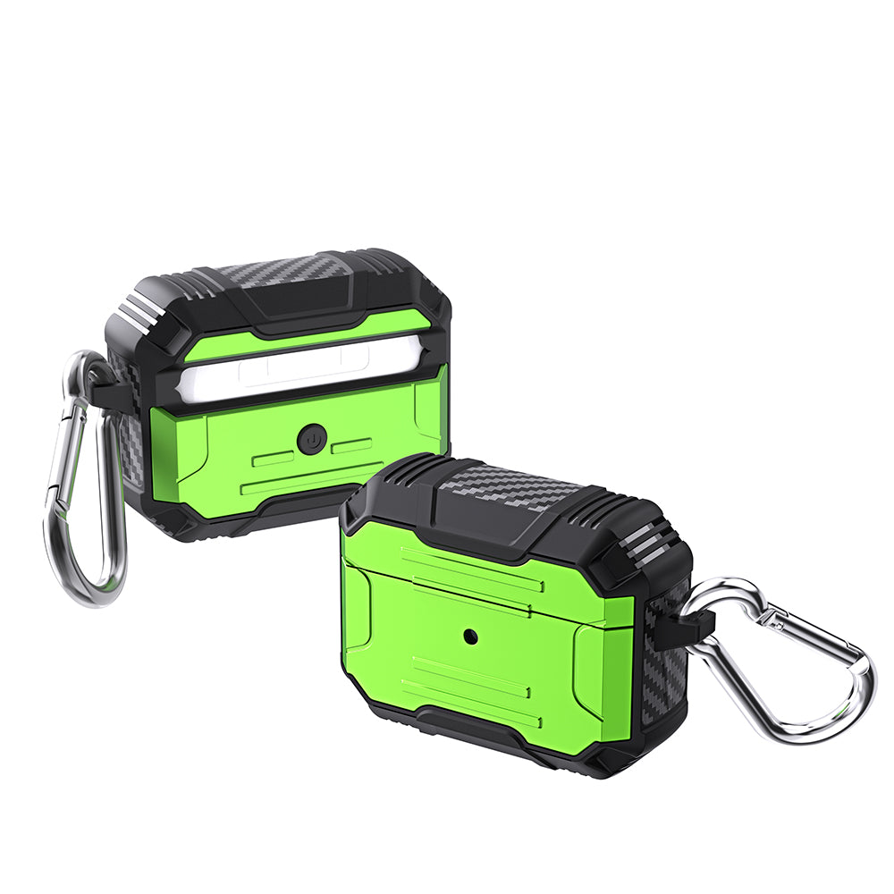 Hard PC + Soft TPU Full Protective Skin Shell Earbud Case with Keychain for Apple AirPods Pro