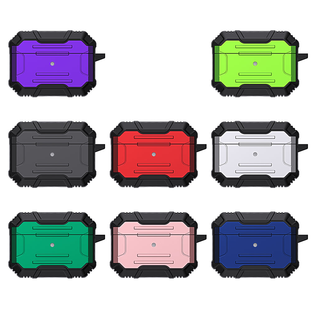 Hard PC + Soft TPU Full Protective Skin Shell Earbud Case with Keychain for Apple AirPods Pro