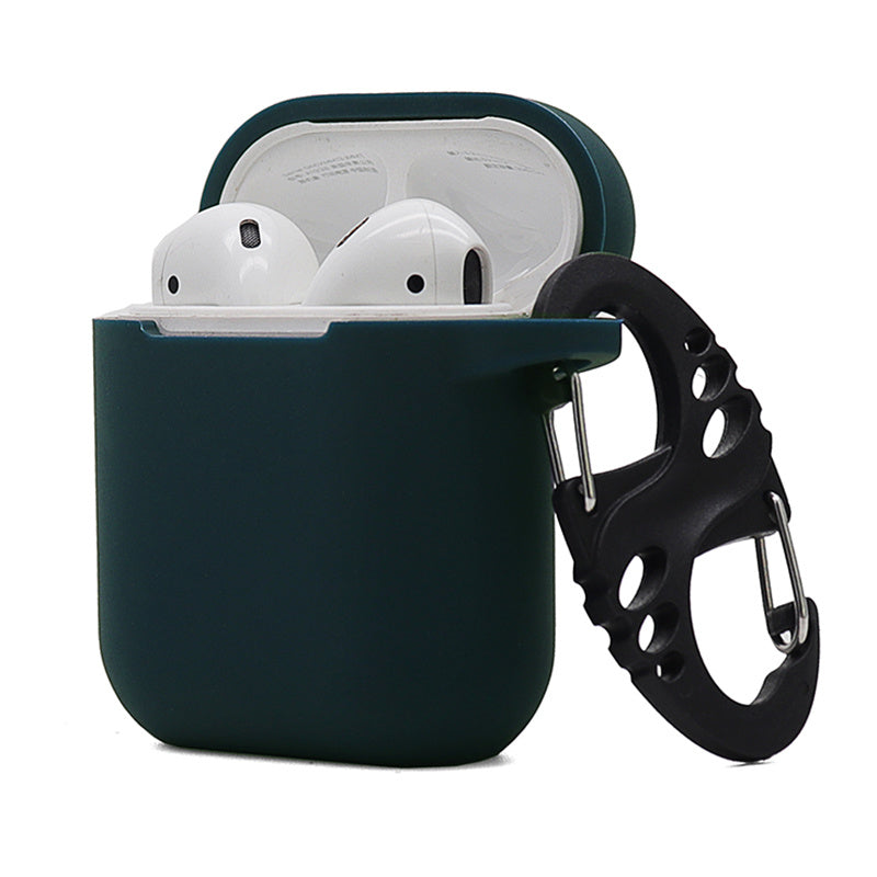For Apple AirPods with Charging Case (2016) / (2019) / AirPods with Wireless Charging Case (2019) 2.5mm Thicken Silicone Case Protective Cover with 8-shaped Buckle