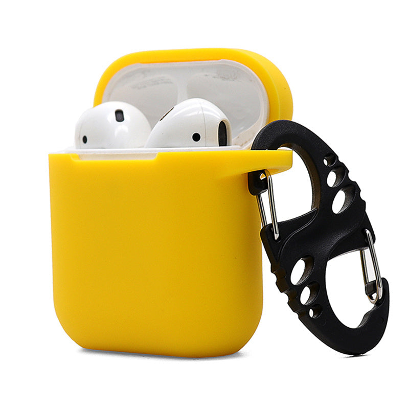 For Apple AirPods with Charging Case (2016) / (2019) / AirPods with Wireless Charging Case (2019) 2.5mm Thicken Silicone Case Protective Cover with 8-shaped Buckle