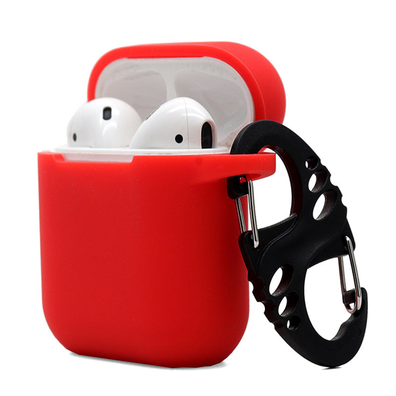 For Apple AirPods with Charging Case (2016) / (2019) / AirPods with Wireless Charging Case (2019) 2.5mm Thicken Silicone Case Protective Cover with 8-shaped Buckle