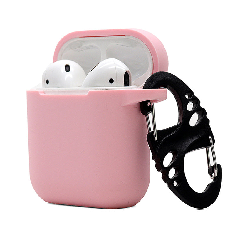 For Apple AirPods with Charging Case (2016) / (2019) / AirPods with Wireless Charging Case (2019) 2.5mm Thicken Silicone Case Protective Cover with 8-shaped Buckle
