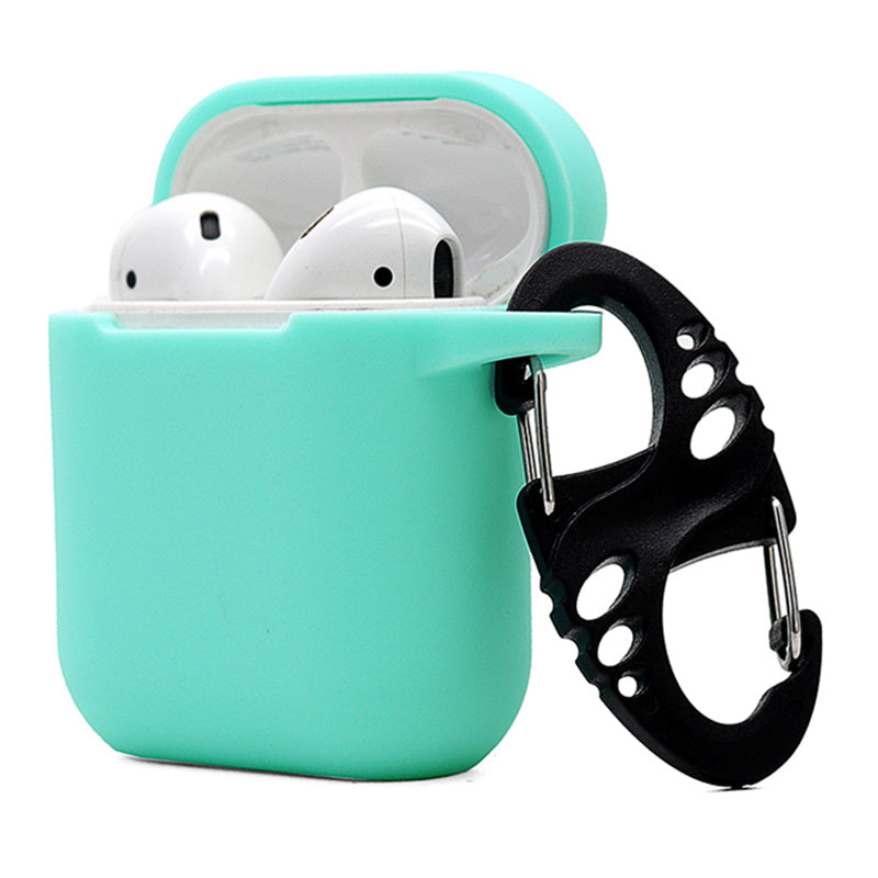 For Apple AirPods with Charging Case (2016) / (2019) / AirPods with Wireless Charging Case (2019) 2.5mm Thicken Silicone Case Protective Cover with 8-shaped Buckle