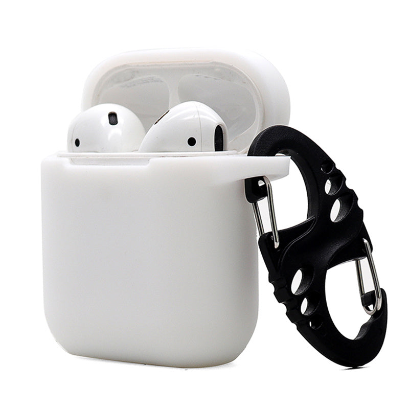 For Apple AirPods with Charging Case (2016) / (2019) / AirPods with Wireless Charging Case (2019) 2.5mm Thicken Silicone Case Protective Cover with 8-shaped Buckle