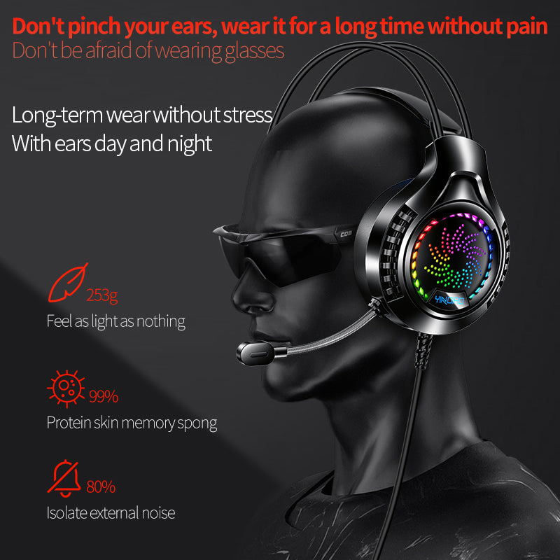 YINDAIO Q7 Deep Bass DTS 7.1 Surrounded Sound Colorful Light Wired Gaming Headphone with Microphone
