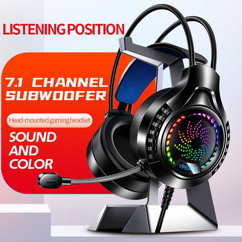 YINDAIO Q7 Deep Bass DTS 7.1 Surrounded Sound Colorful Light Wired Gaming Headphone with Microphone